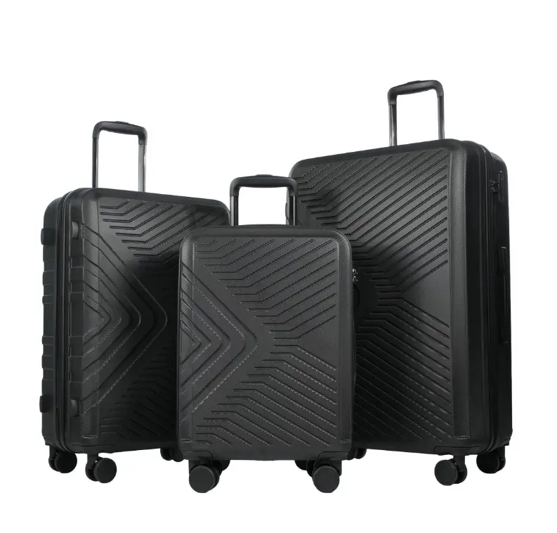 Travelhouse 3 Piece Hardshell Luggage Set Hardside Lightweight Suitcase with TSA Lock Spinner Wheels 20in24in28in.(Black)