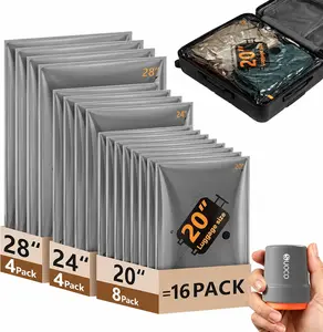 SUOCO Cordless Travel Vacuum Bags with Electric Pump, 16-Piece Compression Packing Cubes, Luggage Suitcase Organizer, Space-Saving Travel Essentials for Vacations & Cruises