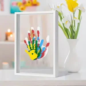 Family and Couple Handprint Set, including 4 handprint slots and 6 colors of paint, baby keepsake frame, memory frame, DIY handprints, non-toxic paint for children, Custom personalized family frame, home decor gift, Valentine's Day gift, Baby Shower