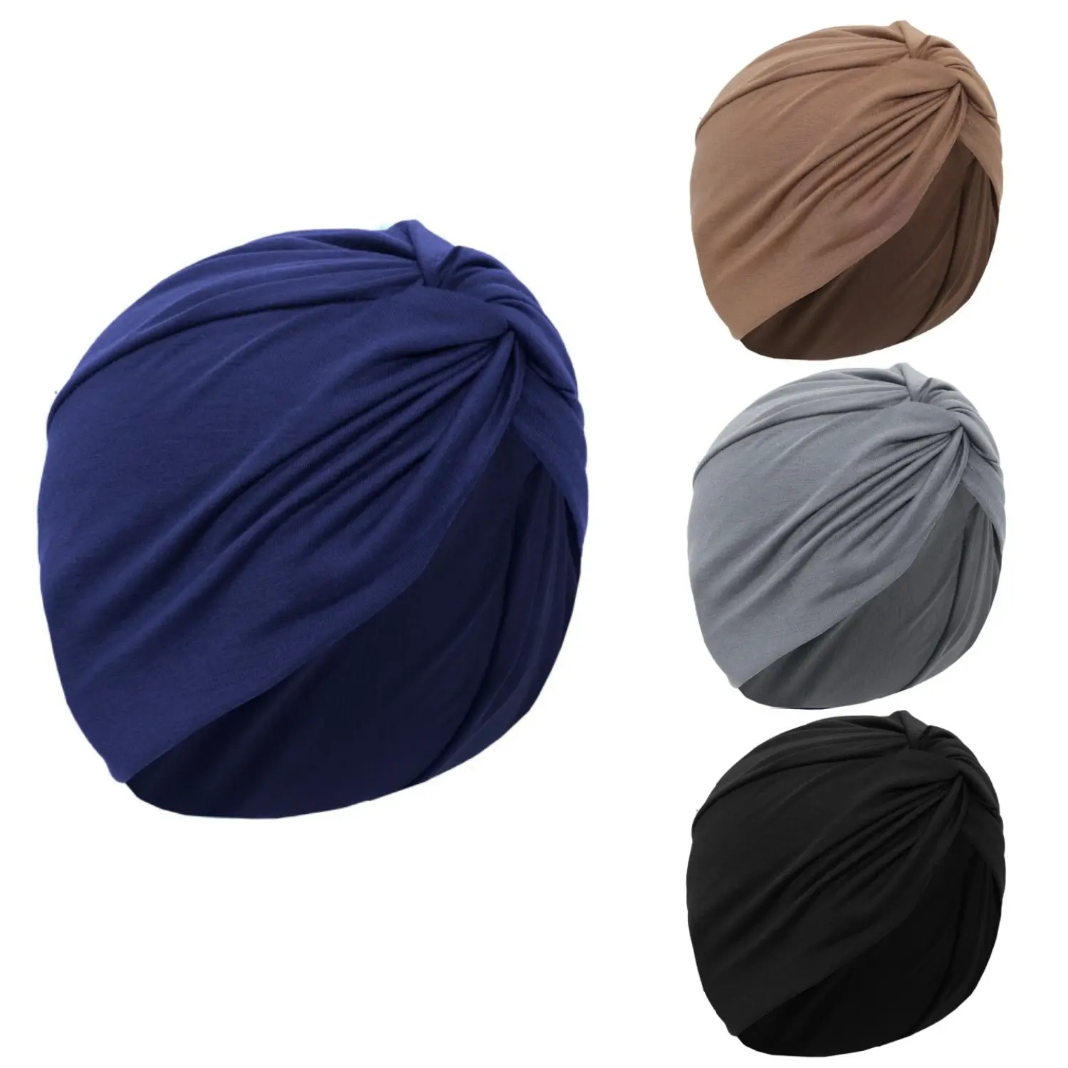 4 Pack Chemo Sleep Turban Wrap Cap Hat for Cancer Patient Hair Loss, Soft Stretch Chemo Turban, Breathable Lightweight Fabric, Comfy Sleep Wrap for Chemo Hair Loss Women