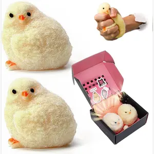 X-SRD15 2PCS Taba Squishy Chick Toys, Hand Make Fidget Chicken Silicone Squeeze Toys Ultra Soft for Kids & Adults, Pinch Family Chick YoYo Squishy Fidget Toys for Stress Relief