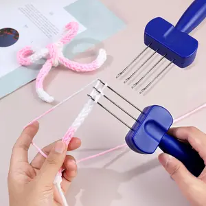 Cordy I-Cord Knitting Tool (3/4 Prong) - Blue Yarn Braider with Color Box, Fast Knitting Helper