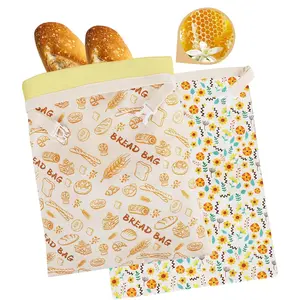 2-Piece Reusable Beeswax Bread Bags, Natural Beeswax Lined Storage Bags For Sourdough & Homemade Bread, Food-Grade Freezer-Safe Freshness Keeping Bags, BPA-Free Baking Essentials Storage, Bread Storage Container