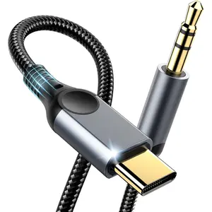 Aux to USB C Audio  [4FT], Type C to 3.5mm Aux Cord Hi-Fi DAC Headphone Jack Adapter Dongle Compatible with  17/16/15,  S26/S25/S24/S23,iPad ,Pixel,,Headphones,Speakers-Grey