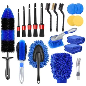 20-Piece Car Vent Gap Detail Brush Set, Automotive Cleaning Brushes Kit, Dashboard Air Vent Seat Crevice Engine Wheel Cleaner Tools, Car Detailing Brushes, Car Detailing Accessories