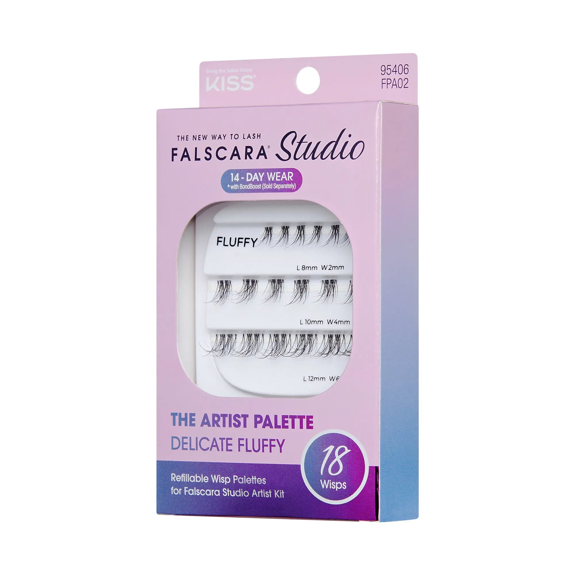 Falscara Studio Lash Palette - Delicate Fluffy | DIY False Lash Extensions, Natural, Cluster Lash, Wispy Lashes, 18 Wisps, 8mm-12mm