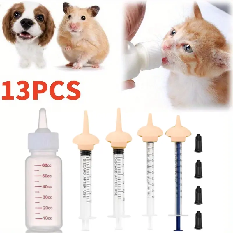 Kitten Bottle Feeding Kit,Kitten Nipples And Syringes for Newborn Kittens,Puppies,Pets,Wildlife,Rabbits,Squirrel,Small Animals, Kitten Feeding Bottle