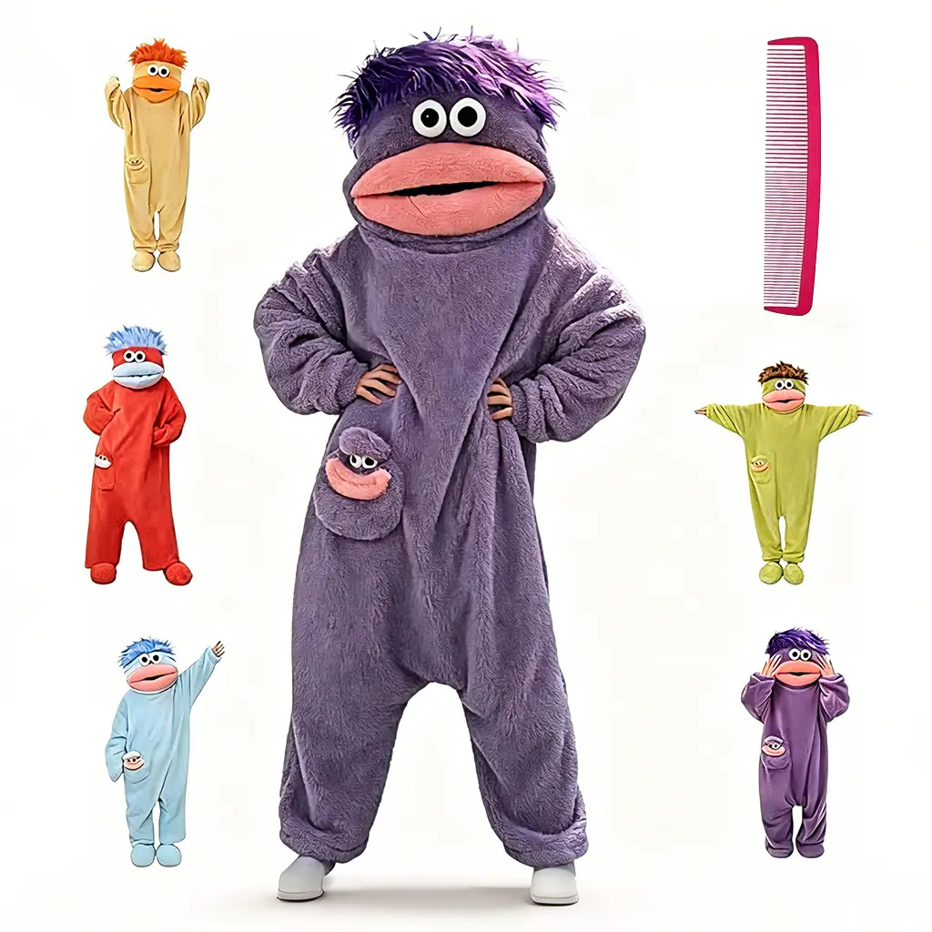 Funny Party Cute Monster Wearable Blanket Hoodie, Soft Sugar Fleece Flannel Loose Pullover, Comfortable Hooded Loungewear for Women Men, One Size Pajama, Ideal Gift for Home Leisure Halloween Party