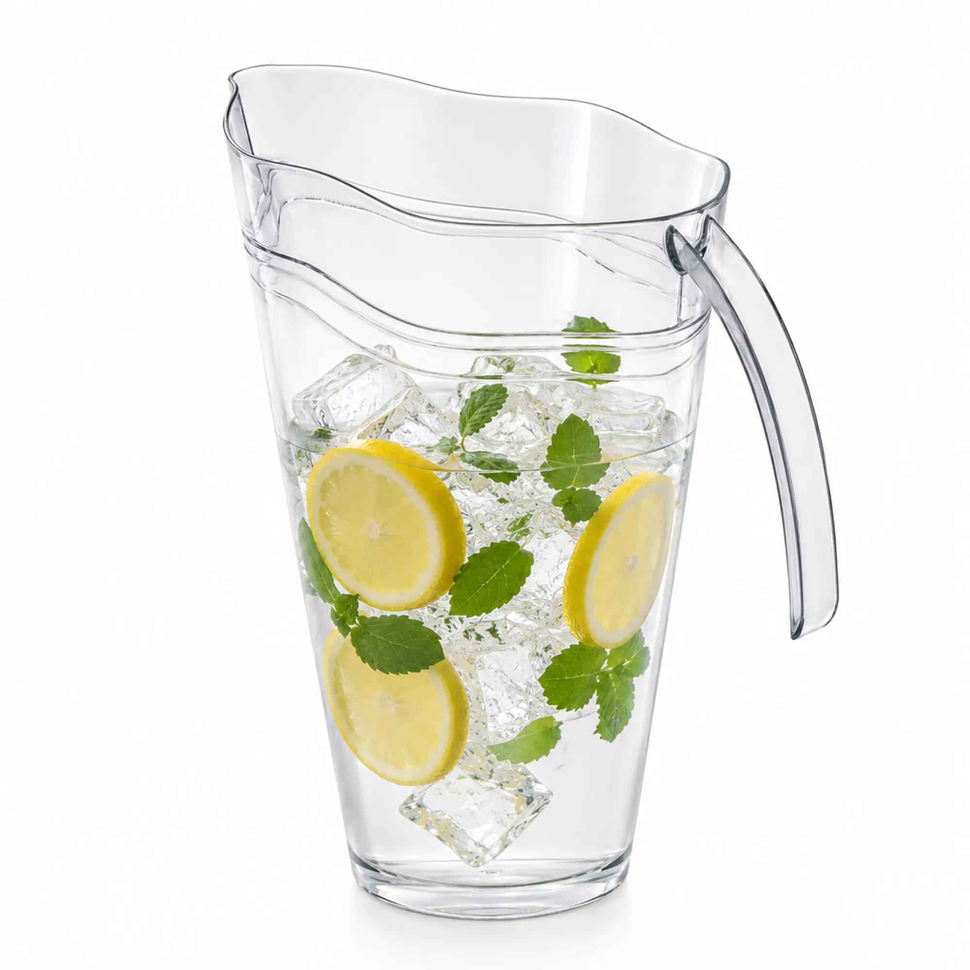 VeZee 48oz Clear Plastic Pitcher With Handle, Reusable Water Juice Lemonade Iced Tea Beverage Pitcher, BPA Free Plastic Jug for Home Kitchen Fridge, Parties, Picnic, BBQ, Family Dining, Easy Pour Design