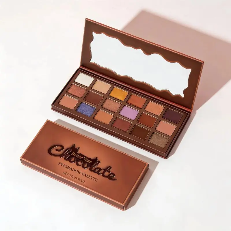 Chocolate Eyeshadow Palette, 18 Smooth High-Pigment Shades - Color Lasting Eyeshadow with Matte, Shimmer & Glitter Finishes for Office Looks & Makeup Tutorials
