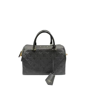 Pre-owned Louis Vuitton LEATHER Shoulder Bags SPEEDY 25 BLACK MONOGRAM TOTE BAG