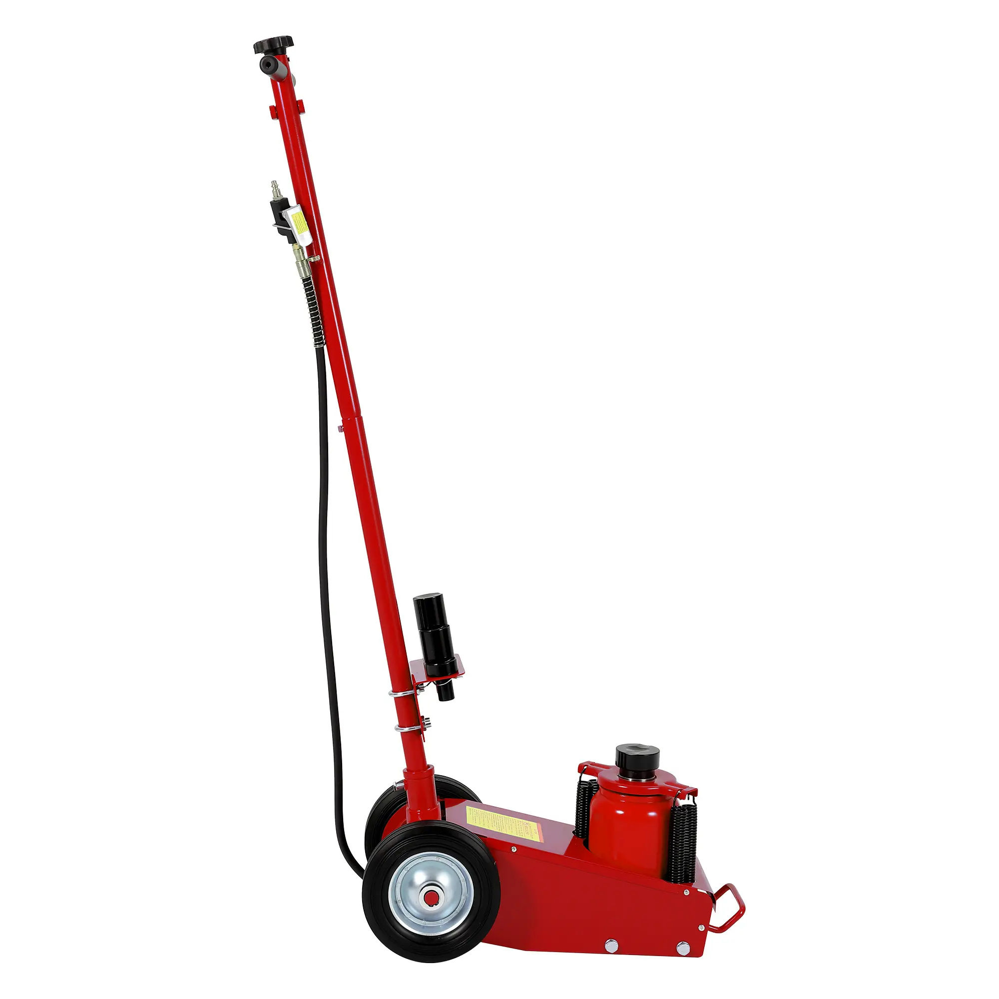 35-Ton Pneumatic/Hydraulic Horizontal Jack - Heavy-Duty Low Profile for Trucks and Tractors, Load Capacity up to 77,000 LB; Supports Pneumatic and Manual Dual-Mode Hydraulic Drive; Lifting Range 10–21.19 Inches; Includes 4 Adapter Specifications