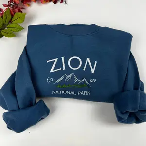 Zion National Park Embroidered Crewneck-embroidered Crewneck-National Park Sweatshirt