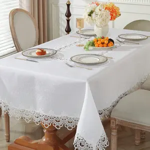 Solid Color Lace Tablecloth, Minimalist Elegant Tablecloth, Table Decoration Supplies for Home Kitchen Dining Room Wedding Birthday Party Table Runner