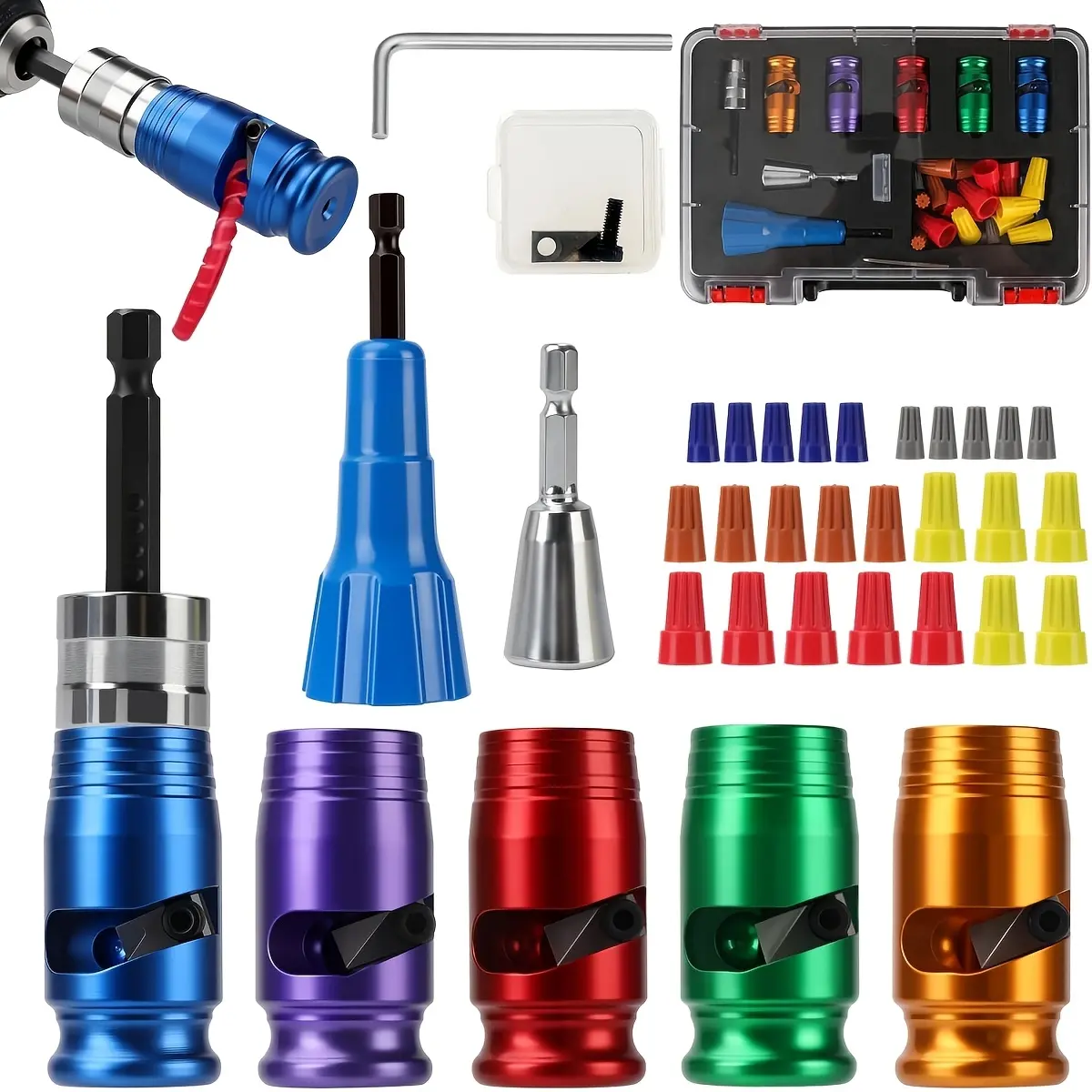 Drill Bit Wire Stripping Tool, 2026 Upgraded Cable Stripping And Twisting Connector, Suitable for 14-12-10-8-6 AWG, Electrician's Tool, Includes 25 Wire Connector Nuts, Ideal for Daily Use, Home Repair, Professional Electricians' Exclusive
