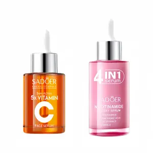 【BUY 1 GET 1 FREE】5X Vitamin C Face Serum 30ml & Korean 40ml 4-in-1 Super Essence Lotion Moisturizing FaceCream Moisturizing, Pore Care-Hydration & Nourishing Facial Essence Nicotinamide Glossy Serumfor all Skins Gift for Women  Dropper