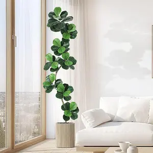 Gaomon Multi-Size Realistic Look Silk Faux Fiddle Leaf Fig Tree - 7ft/6ft/5ft Moss-Infused Rubber Floor Plant with White Planter, Decorative Indoor/Outdoors Houseplant for Home Office Gift