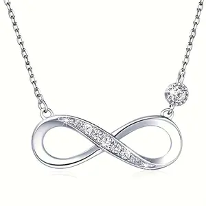 Delicate Bridal Wedding Pendant Necklace Sparkling Zirconia Infinity Necklace for Women Anniversary Lover Gift Fashion Jewelry