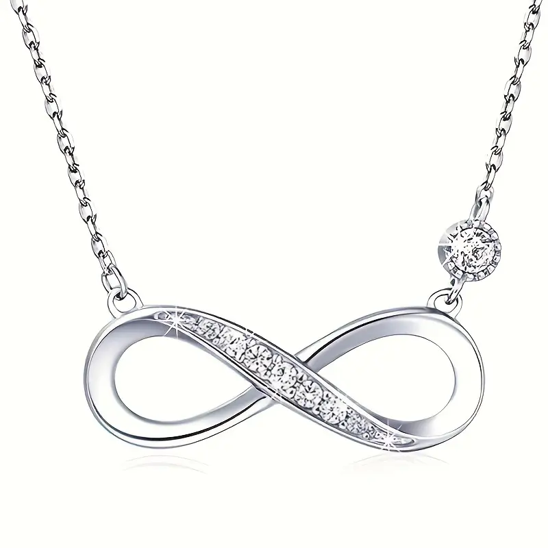 Delicate Bridal Wedding Pendant Necklace Sparkling Zirconia Infinity Necklace for Women Anniversary Lover Gift Fashion Jewelry