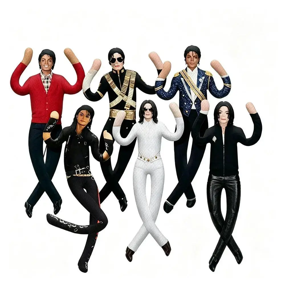 6 Styles Michael Jackson Bendy Plush Figurines Retro Pop Music Artist Flexible Dolls Desktop Decoration Collectible Toys for Fans