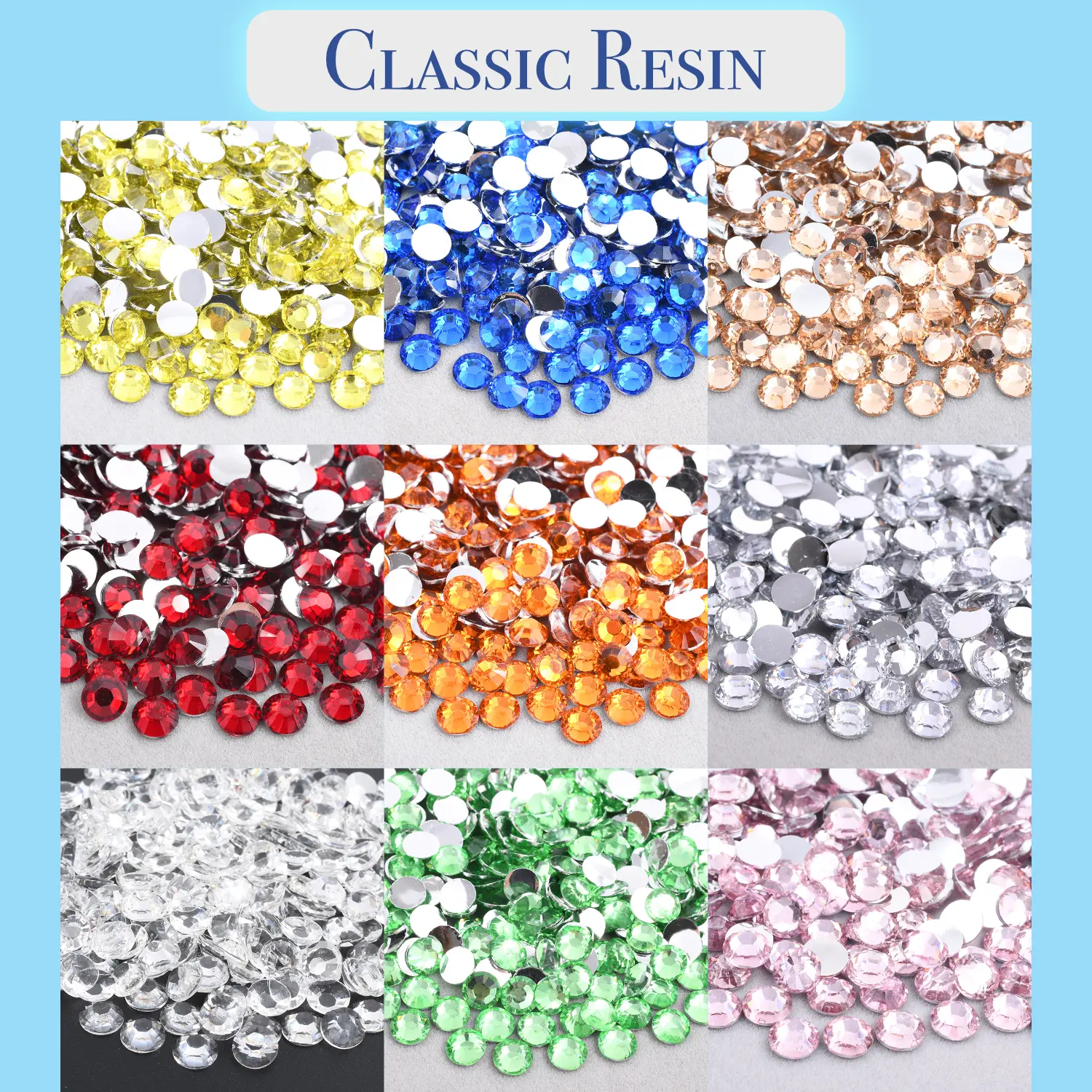 Mix Size Silverback Classic Resin Rhinestones
