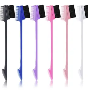 Dual Edge Brush 3-Pack for Women, 3-in-1 Multi-Color Styler with Comb and Pin-Tail for Smooth, Heatless Grooming and DIY Edges