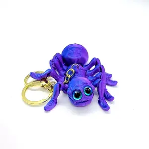 Large Eye Spider Jointed Keychain Pendant, Realistic Model, Adjustable Spider Design, Perfect Gift for Fans & Collectors