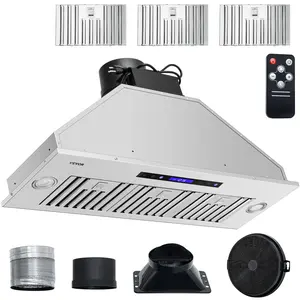 VEVOR Insert Range Hood, TikTokShopBlackFriday, 900CFM 4-Speed, 36 Inch Stainless Steel Built-in Kitchen Vent with Touch & Remote Control LED Lights Baffle Filters, Ducted/Ductless Convertible, ETL Listed