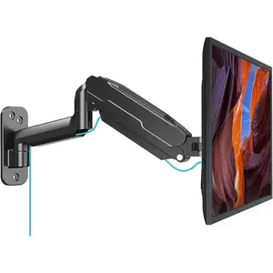 Single  Wall  for 13 to 32 Inch Computer Screens, Gas Spring  Arm Holds Up to 17.6lbs, Full Motion Adjustable Wall Bracket, VESA  75x75, 100x100, Black