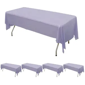 5-Pack Plastic Table Covers 54"x108" Lavender Lilac Rectangle - PVC Waterproof Disposable Tablecloths