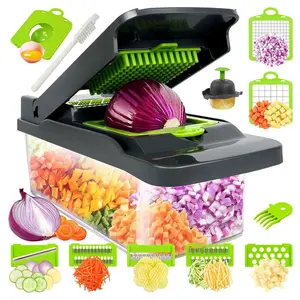Kitchen Companion 17-in-1 Multifunctional Vegetable Chopper Fruit Slicer Manual Food Grater Onion Mincer Potato Shredder with Interchangeable Blades BPA-Free Plastic Material for Effortless Meal Prep