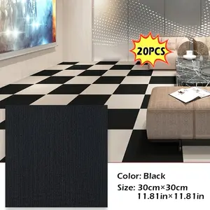 20pcs Self-Adhesive Xpe Carpet Tiles, 30x30cm/11.81x11.81inch, 5mm Thick, Non-Slip Wear-Resistant Floor Mats Decoration for Bedroom & Office