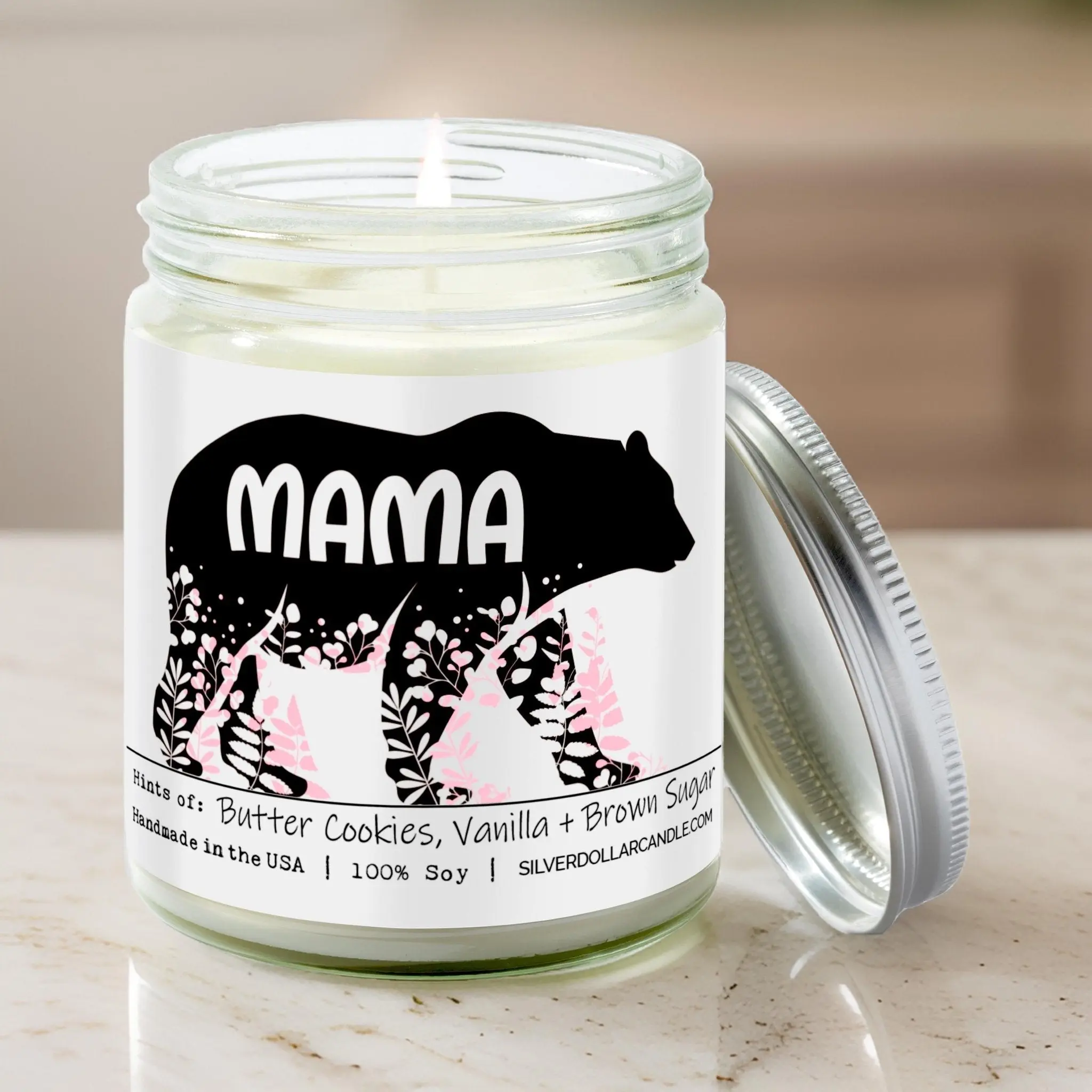 Mama Bear - Sugar Cookie Scented Candle | Sweet Butter & Vanilla Aroma | 9oz Hand-Poured Soy Wax | Eco-Friendly, Lead-Free Cotton Wicks | Made in USA