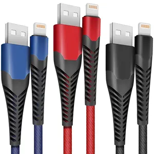 Lightning Cable 3PACK 6FT Nylon Braided Fast iPhone Charger Cord Compatible with iPhone 11 Pro Max XS XR X 8 7 6 Plus 5, iPad Pro iPod Airpods and More (3×6 Foot)…