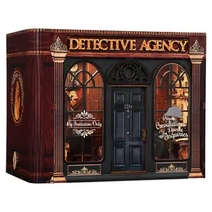 ETKVR KT07 Detective Agency DIY Miniature House Kit, Dollhouse Detective Agency for Adults to Build, Birthday/Christmas Day Gift for Family and Friends, Prefab Tiny Home with LED Lights,Pipe & Deduction