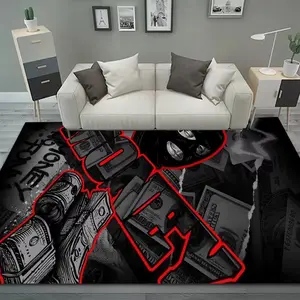 Money & Cash Graffiti Flannel Area Rug - Decorative Rug Oversized Soft Plush Mat for Bedroom & Man Cave, Non-Slip Thick Urban Street Art Pattern Home Decor for Modern Enthusiasts #MoneyGraffitiRug #StreetArtCarpet #UrbanHomeDecor #FlannelMat #NonSlipRug