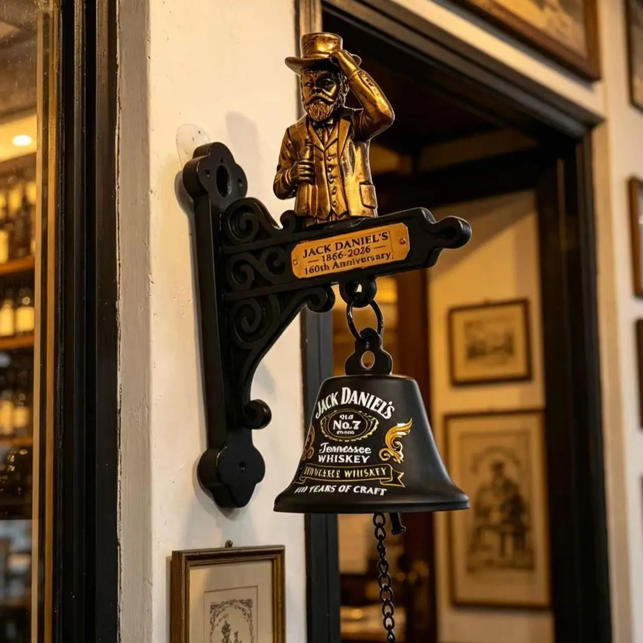 Jack Daniel's Vintage Doorbell Resin Statue, American Country Style, Whiskey Theme, Wall Hanging Decor, Gift for Whiskey Lovers