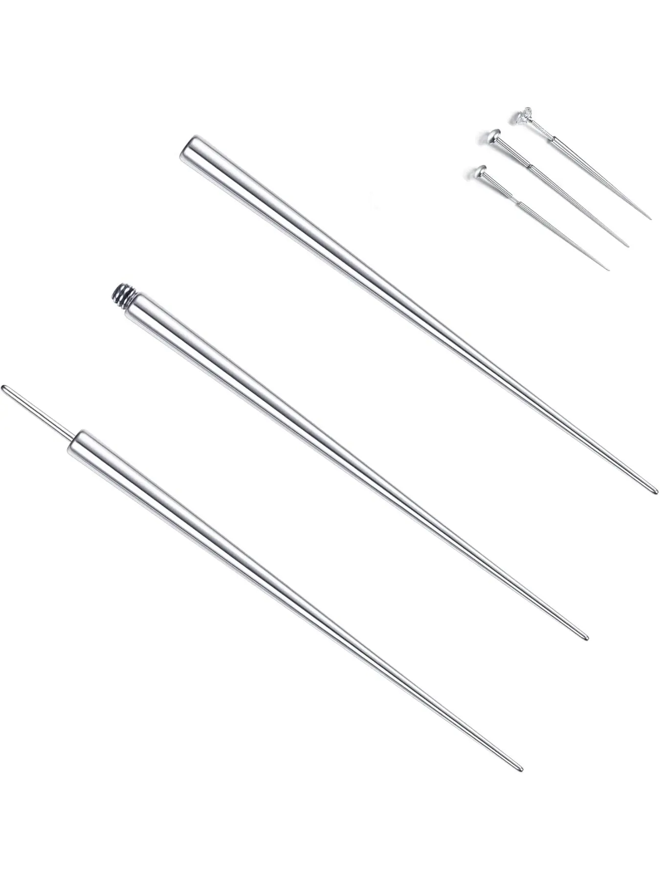 3 Pcs 316L Steel Piercing Taper Insertion Pins Body Taper 14G 16G 18G Piercings Kit Assistant Tool for Ear/Nose/Lip/Eyebrow/Belly/Nipple/Tongue Piercing Changing Tool Stretcher Septum Piercing Kit Piercing Tools for Changing Jewelry
