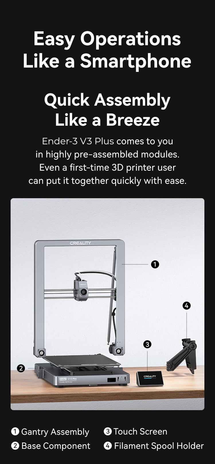 Creality Ender-3 V3 Plus 3D Printer - Dual Motors, CoreXZ Tech, Clog-Free Extruder, and Quick-Swap Nozzle Wifi Creality Ender-3 V3 Plus 3D Printer - Dual Motors, CoreXZ Tech, Clog-Free Extruder, and Quick-Swap Nozzle Wifi