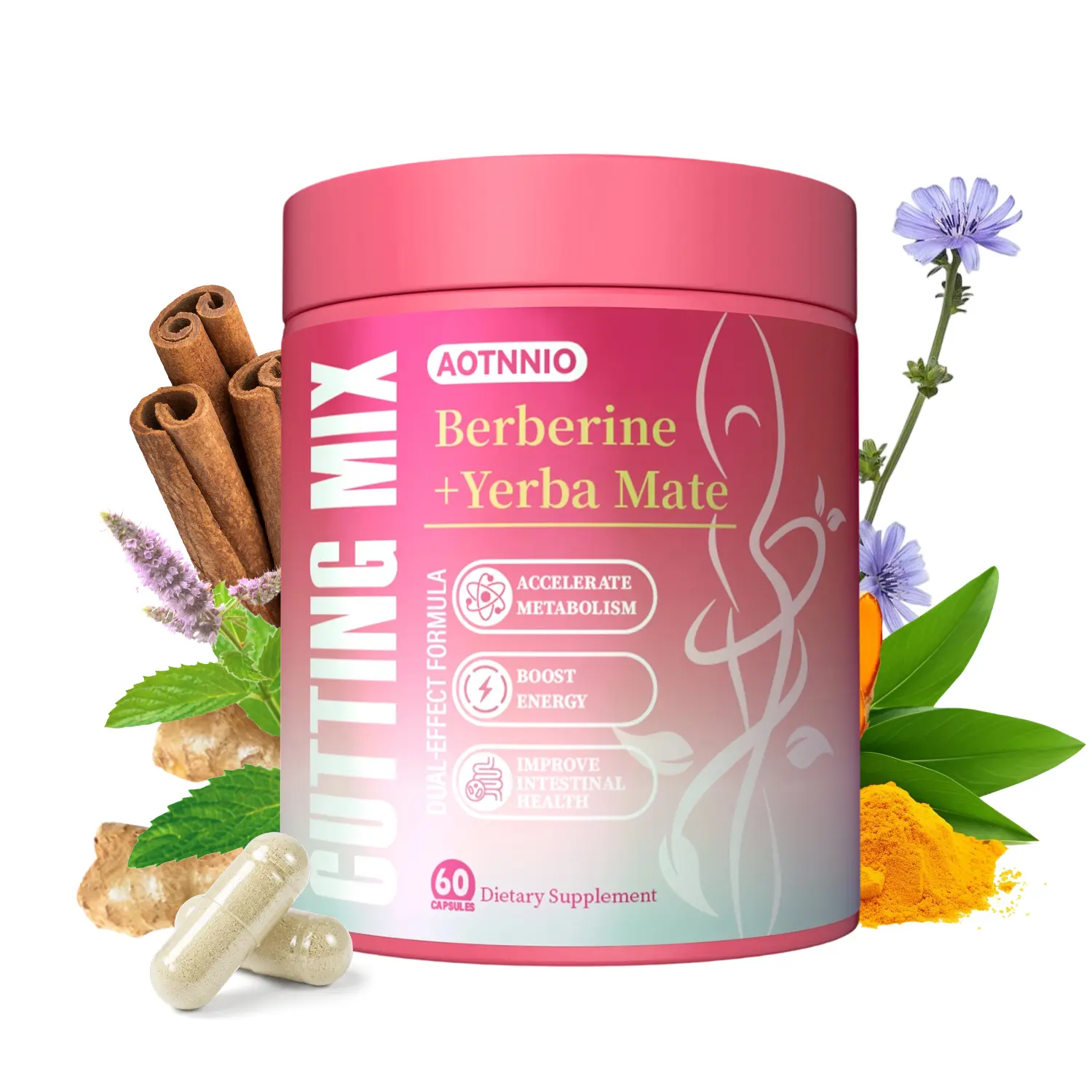 Cutting 60 Capsules Fitness Supplement - Berberine, 5-HTP , Chromium, Yerba Mate & Magnesium