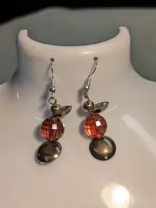 Vintage Upcycled Wood Bead Earrings - Dangles