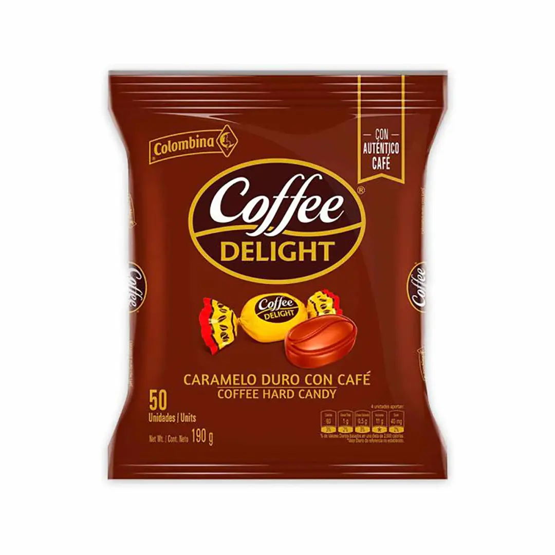 Colombina Coffee Delight Sweet Hard Coffee Candy - 1 Bag with 50 Sweets - Colombian Snacks - Bonbon easter day
