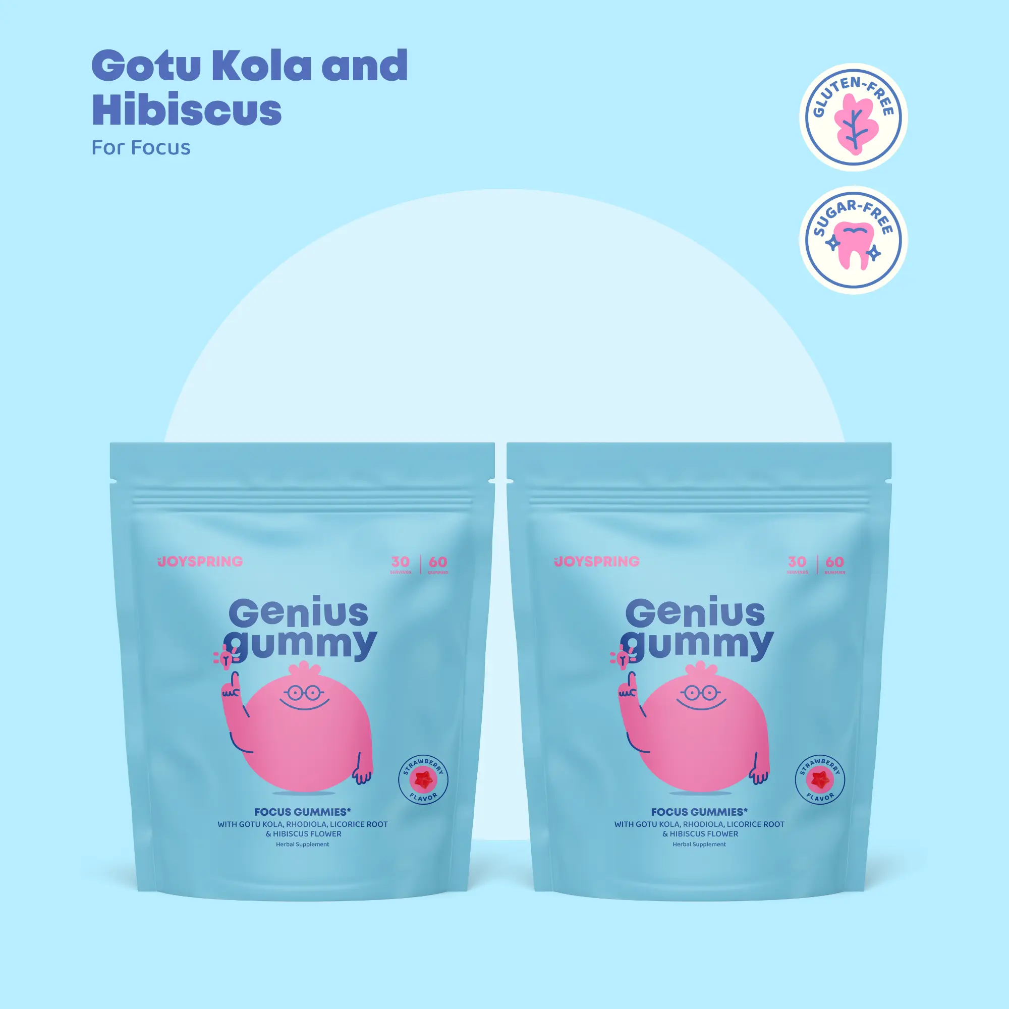 JoySpring Genius Gummies – Focus Gummies for a Calmer & More Focused Mind - 2 Pack