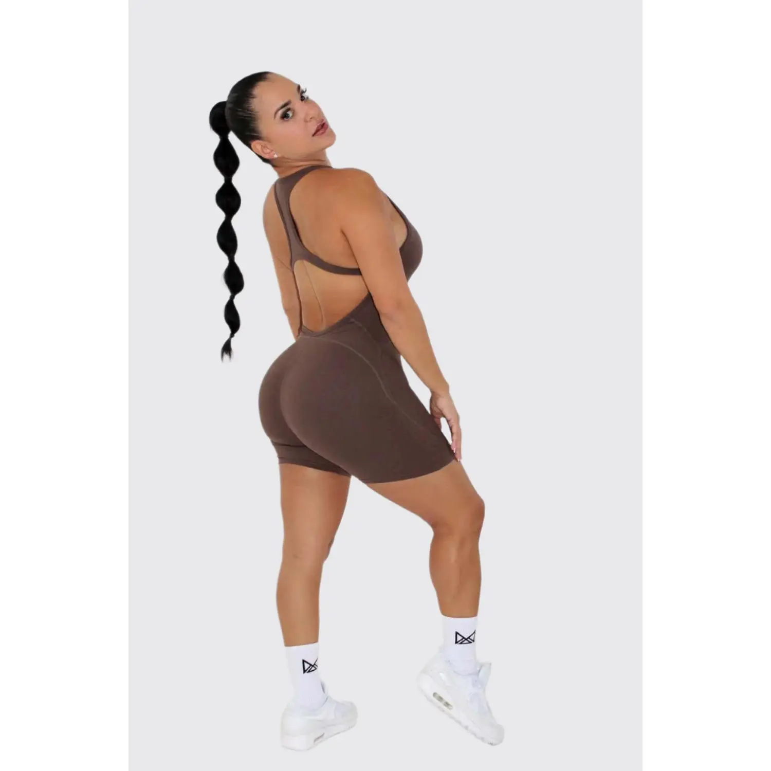 Cassie Athletic Romper - Cocoa