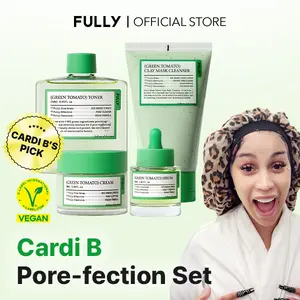 [FULLY Official Shop] Green Tomato Pore Care Starter Kit (Clay Mask Cleanser + Toner + Serum + Cream) K beauty Vegan Pore Minimizer Moisturization