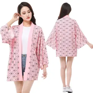 Anime Demon Slayer Tanjirou Nezuko Printing Cosplay Costume Cloak Summer Women Kimono Cardigan Cloak Beach Vacation Cloak Gift