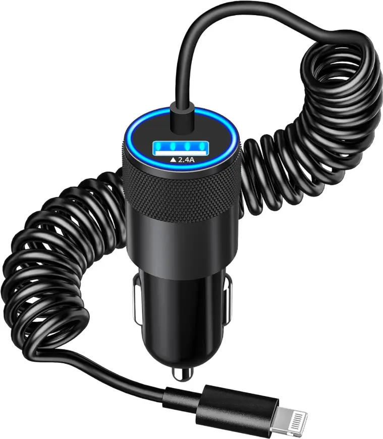 Car Charger Fast Charging + 6FT Lightning Cable | 4.8A Dual USB Car Phone Charger Car Accessories Cigarette Lighter Adapter for iPhone 14 13 12 11 Pro XS Max XR X iPad