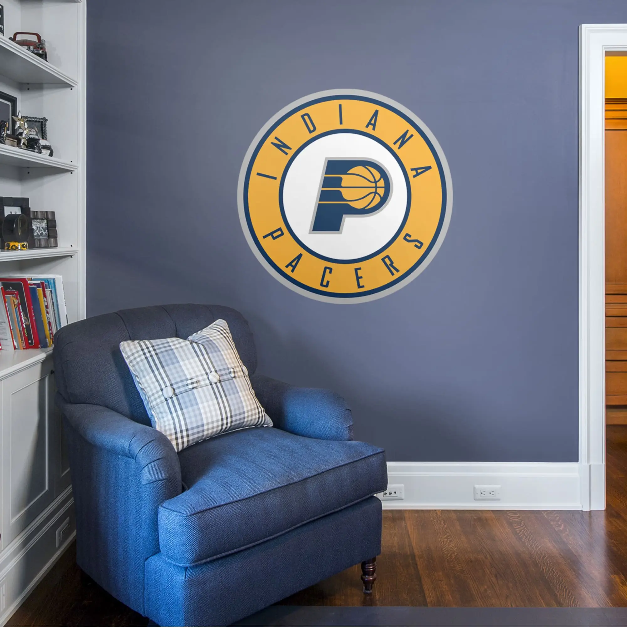 Official NBA Indiana Pacers RealBig Alternate Logo Collection Removable Wall Decor Stickers, Reusable Vinyl Decorative Stickers