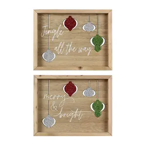 Young's Set of 2 Christmas Ornament Design Tabletop/Wall Signs