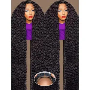 40Inch Deep Wave Frontal Wig 13x4 Hd Lace 7x5 Glueless Wig Human Hair Ready to Wear Brazilian Water Curly Wigs PrePlucked 250%